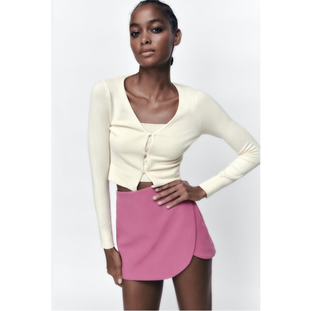 Zara new with tags Pink Skirt skort tulip pareo asymmetrical